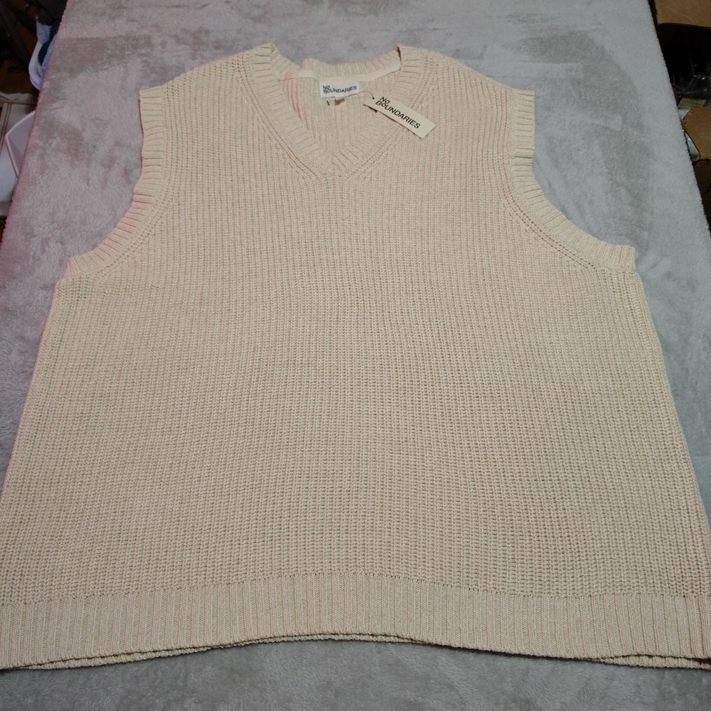 No Boundaries Sweater Vest Men 3XL Cream Preppy Librarian Comfort Office Stretch